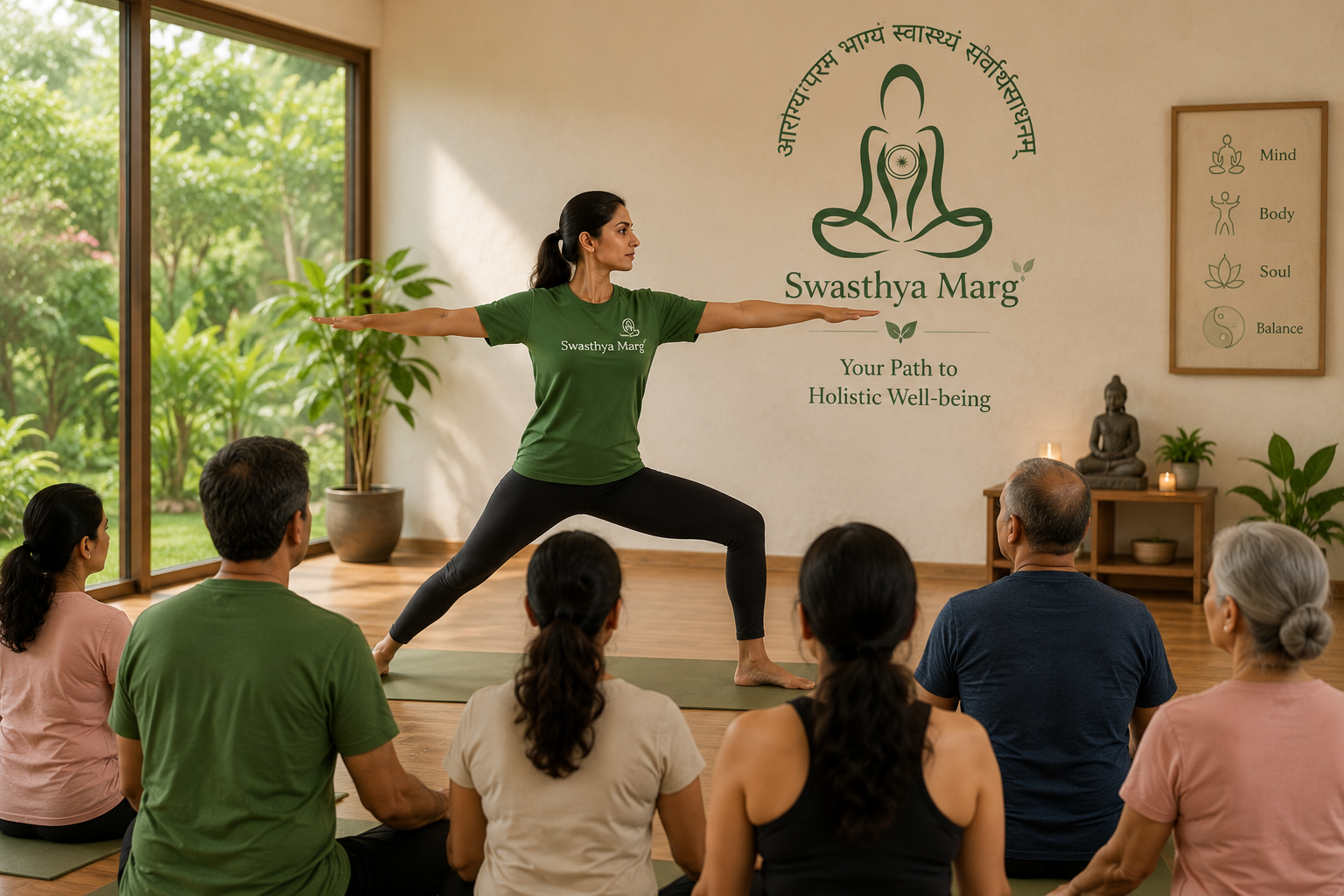 Yoga trainer demonstrating yoga pose